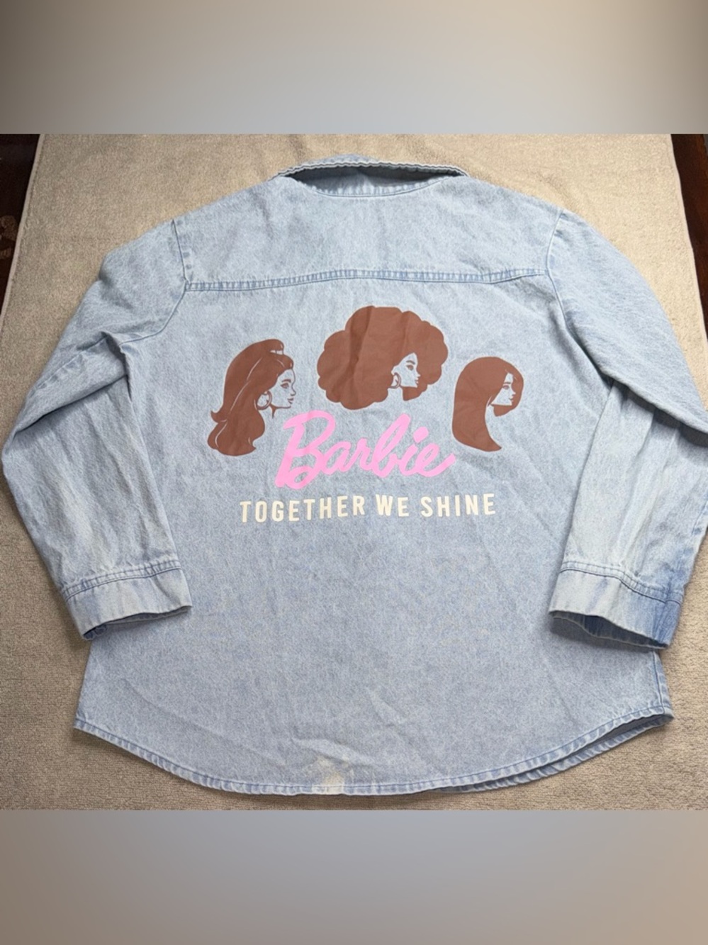 Barbie Light Blue Denim Shirt with Pink Logo - Picture 7 of 9